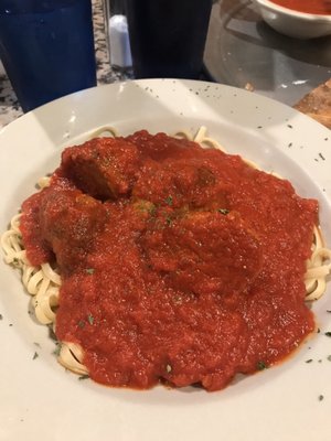 Linguine with Red Sauce and Meatballs.