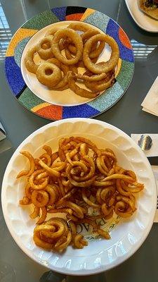 Onion rings and Curly fries