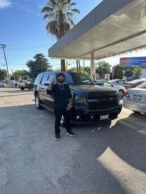 Congratulations to William on purchasing a Chevy Tahoe! Dressed in all black to match his car!