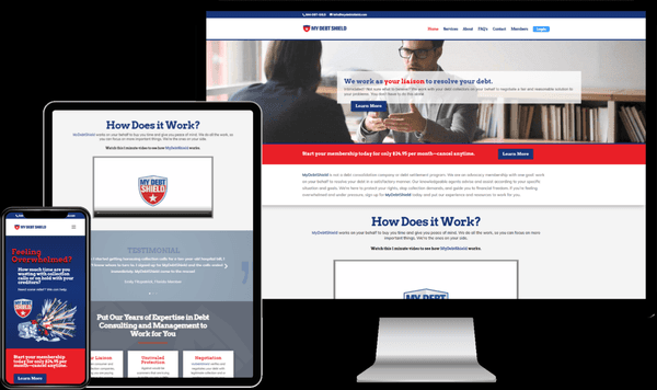 Mydebtshield website design by OMG Marketing