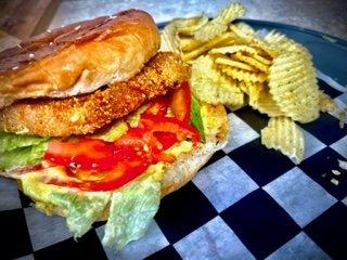 Fried pork chop burger