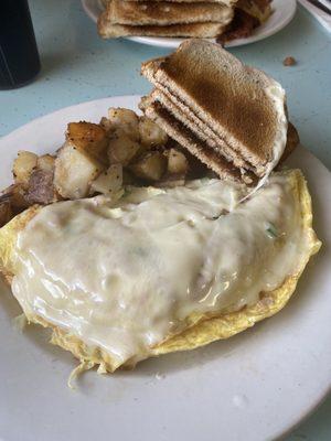 Western omelette with American cheese.