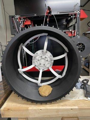 Life-size Curiosity Mars River wheels.