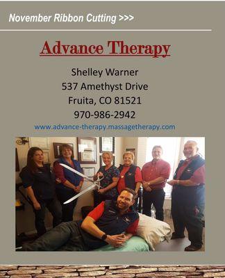 Advance Therapy "Ribbon Cutting & Open House" 
with the Fruita Chamber of Commerce!