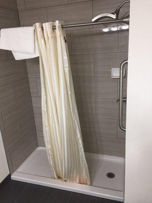 No bath but full shower with waterfall shower head.