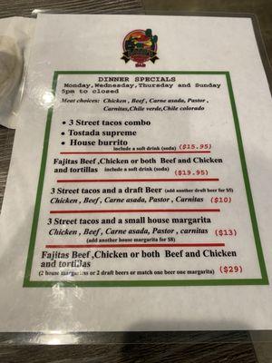 Dinner specials, great deal!