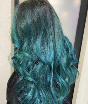 Tealish blue-green balayage!