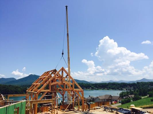 Timber frame raising