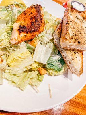 Caesar salad with salmon