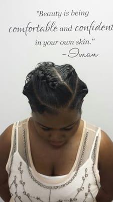 Under braids w/bun