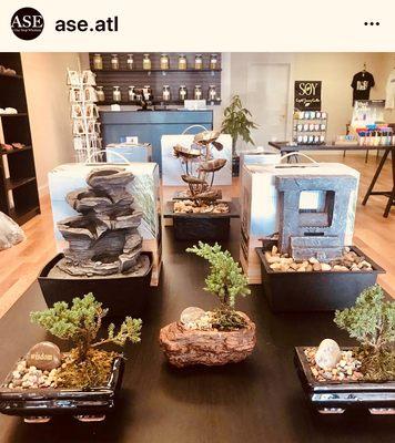 Natural Waterfalls and Bonsai plants for home or office.