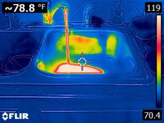 Thermal Image of a running faucet.