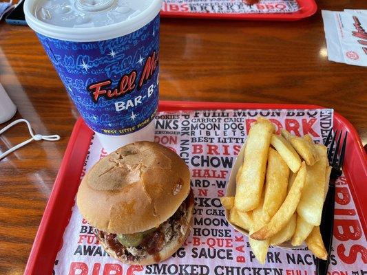 Regular BBQ Pork Sandwich, Fries and large Sweet Tea!