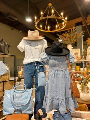 Wardrobe staples: chambray dresses and a great pair of denim! KUT denim available at all locations.