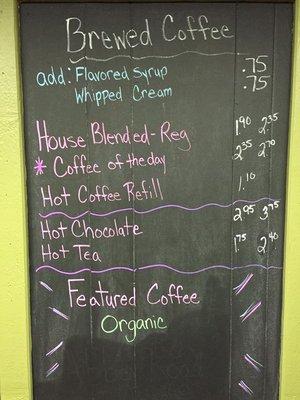 Coffee and Hot Drink Menu