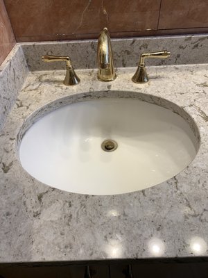 Sink and faucets from Brooklyn Plumbing.