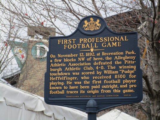 First Professional Football Game Historical Marker