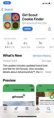 Per the Girl Scout Cookie Finder App - February 25, 2022