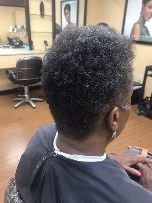 Pixie cut, from straight hair to natural, shampoo style $50