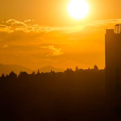 Sunset over Magnolia Hill with the Olympics in the background