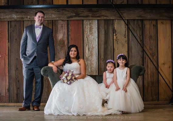 The Bride, Groom and the flower girls.