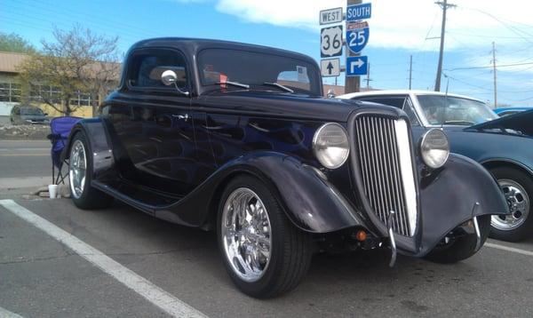 This is a 1934 Ford Street Beast that was restored and has a complete paint job and flames done.