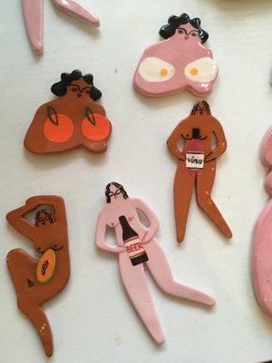 These ceramic magnets would be better if the magnets on the back were larger! One slam of the fridge door would be the end for these gals!