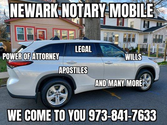 Mobile notary services. Open 24/7 and provide last minute notary for documents needing to be signed now.