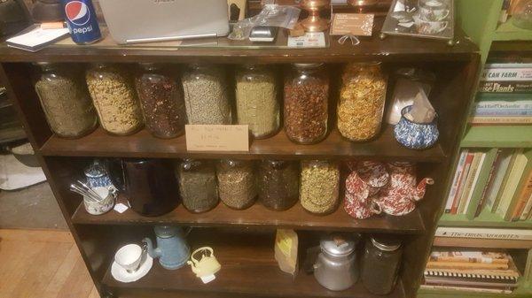 Dried teas and herbs, to bring home, or enjoy in the gardens.