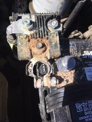 Corroded battery cable.