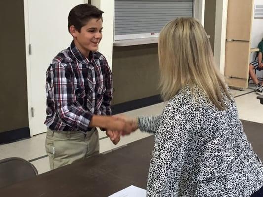 Life skills in middle school including mock job interviews