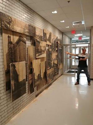 Photos printed on reclaimed wood for Saginaw Farmers Market