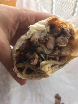 Burrito de asada with everything , super good! Meat Is tender and the sauce gives it a kick! Will recommend and for sure I will come back