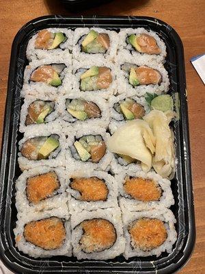 Spicy Salmon Roll and Alaska Roll