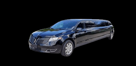 A luxurious 8-10 pax stretch limousine with leather seating and other luxurious amenities.