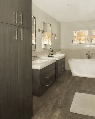 Wall hung vanities for an upscale bath