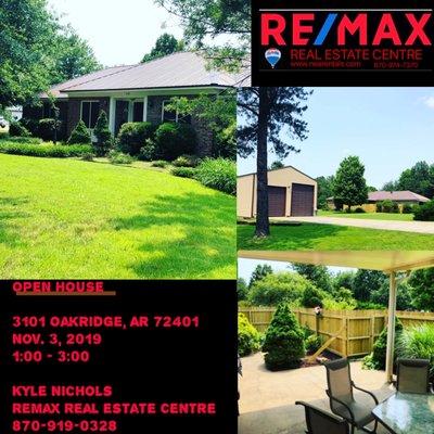 OPEN HOUSE SUNDAY, Nov. 3, 1:00-3:00          3101 Oakridge, Jonesboro, AR 72401