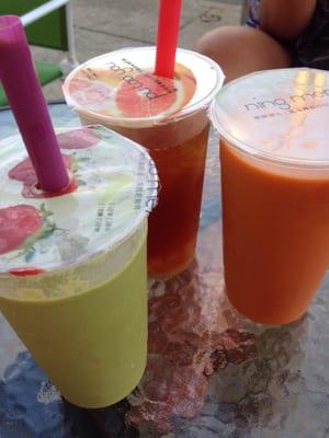 From left to right: U-mango smoothie, Honey Black Tea with Mango Jelly, and the Thai Iced Tea.