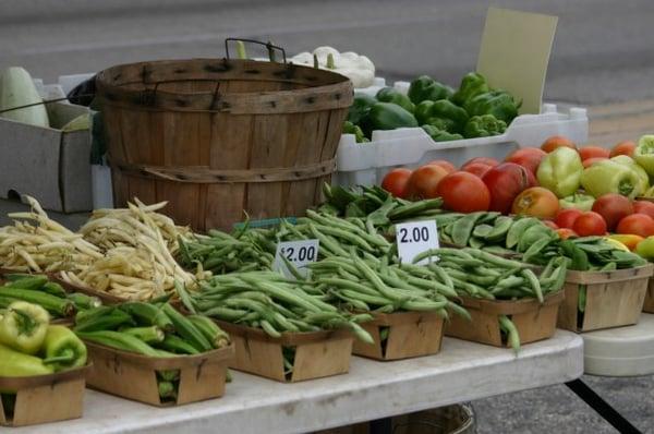 An abundance of Michigan grown produce at the Lincoln Park Farmers Market by mid-summer.