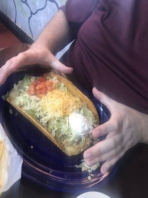 My husbands taco. His hands practically can cover the taco and he doesn't have small hands either!