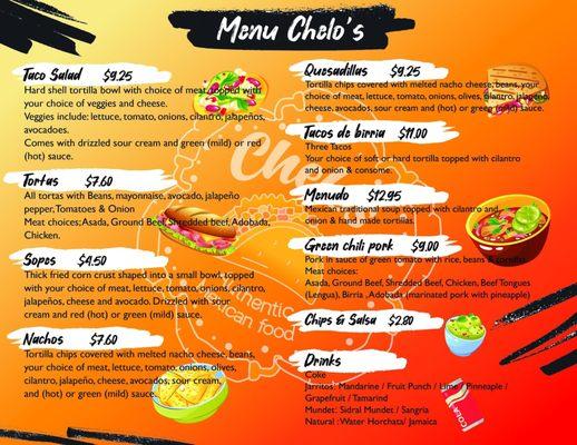 Menu for  Chelo's in   Bellingham, WA