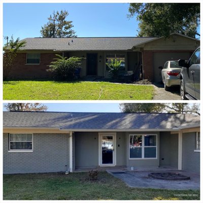 Before and After and believe me, these photos don't do it justice.  Many neighbors have dropped by and said it looks like a new house.