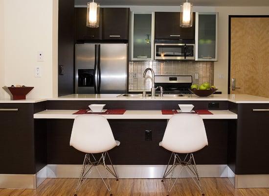 Modern open kitchens with custom made, Italian cabinets.