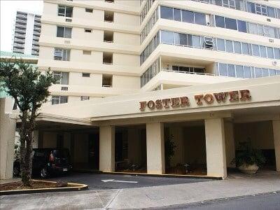 Front entrance of Foster Tower condominium.