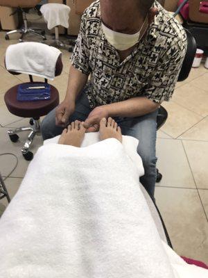 Got a spa pedicure from Brian, came with an amazing massage and callus remover (w/o an extra charge!) for $25. Totally worth it!