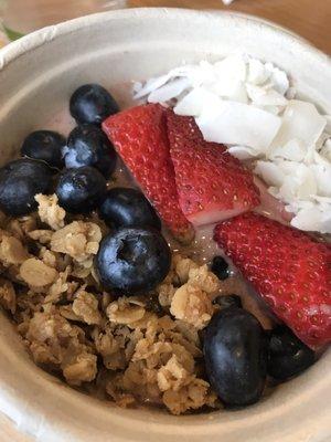 Acai bowl with berries, granola, and coconut- yummy'