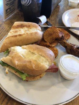 Italian sub and buffalo chips with ranch.