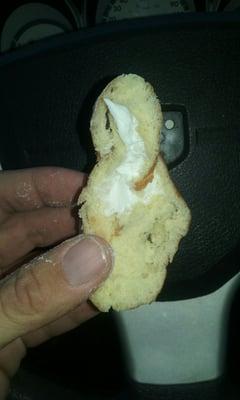 First Doughnut, able to eat that much of Doughnut before getting to cream filling.