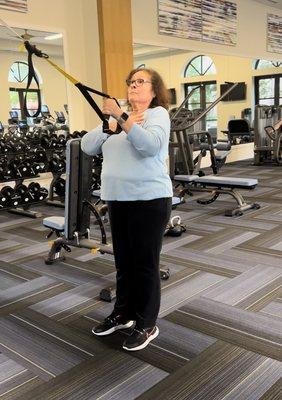 Single arm rows help Patricia with everyday functional movements!