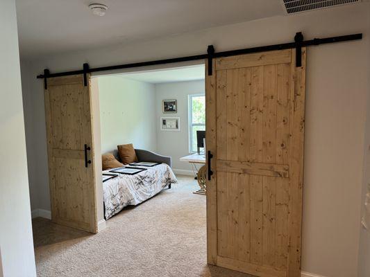 This was a wall and barn doors a client wanted to separate her office space